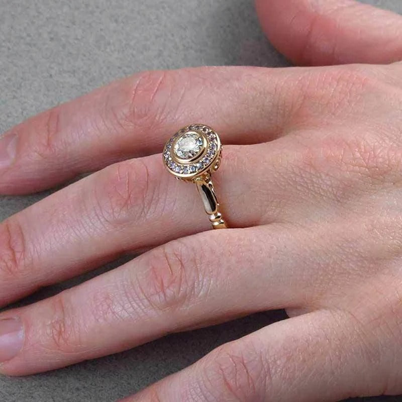 Vintage gouden en zirkonia ringenset | Goud