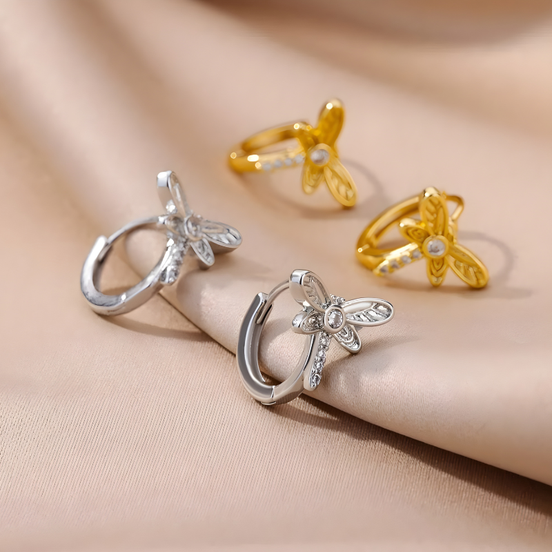 Dragonfly Hoepel Oorbellen Verguld - Lise