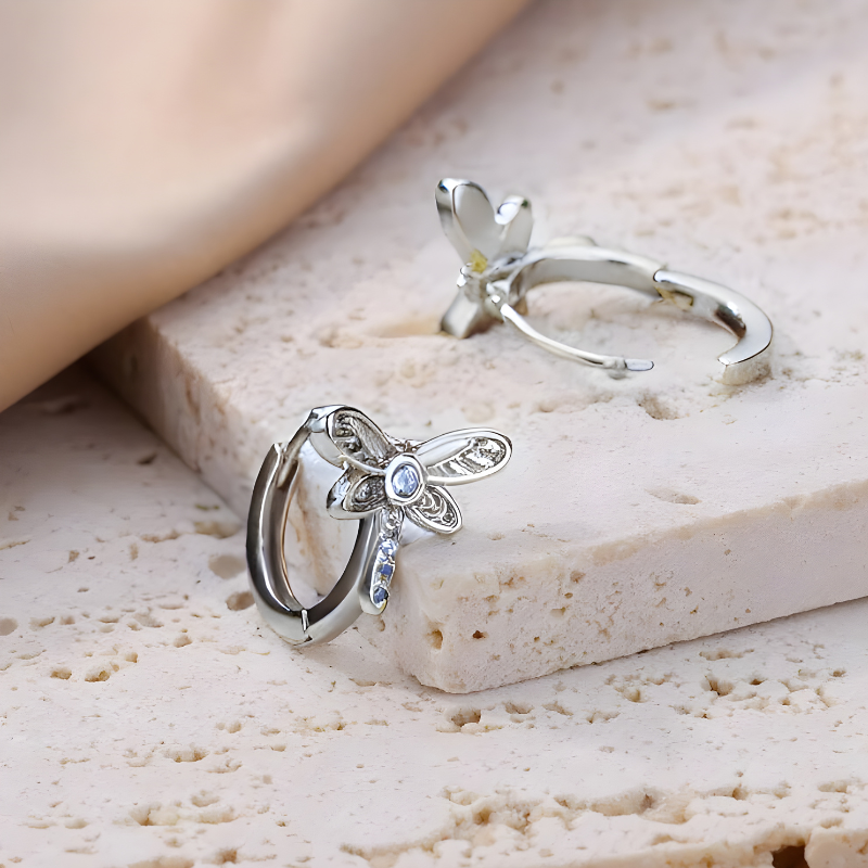 Dragonfly Hoepel Oorbellen Verguld - Lise
