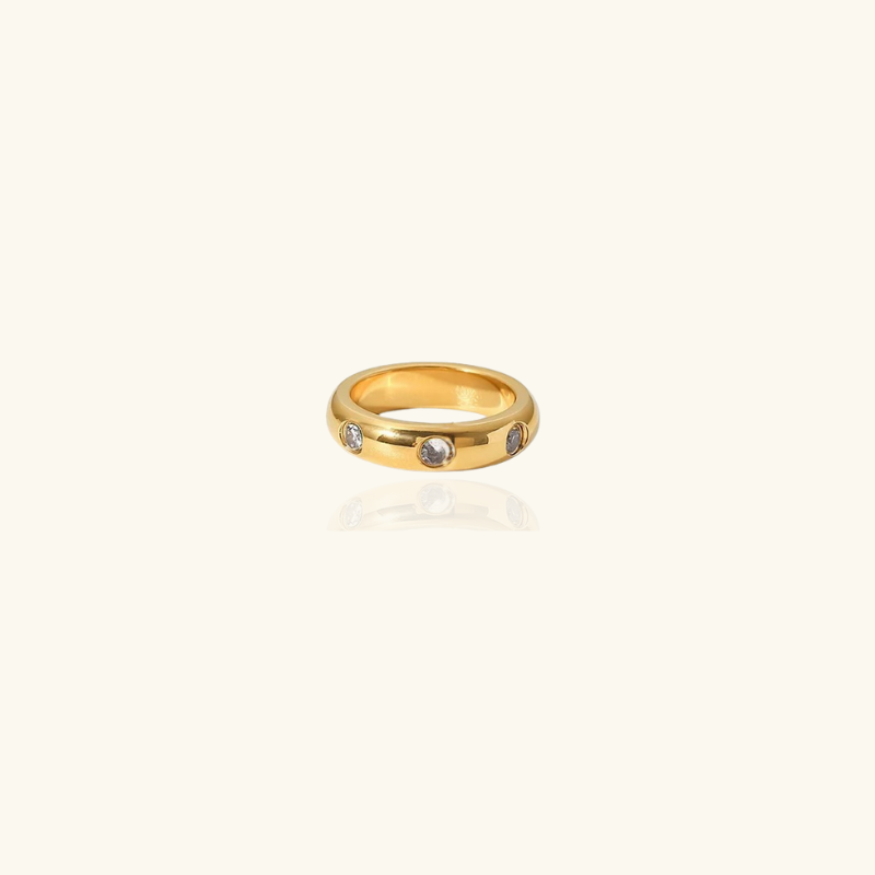 Vergulde Cubic Zirkonia Bands Ring - Belle