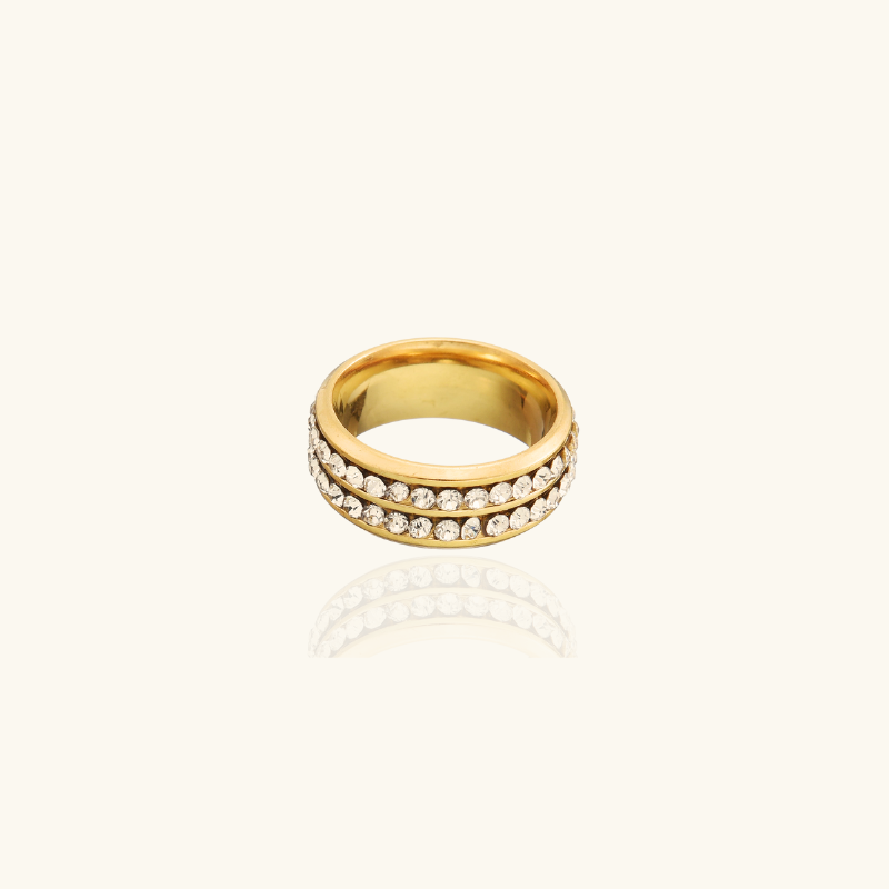 Vergulde Zirkoon Kristallen Ring - Glenda