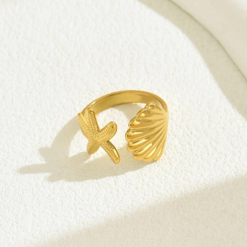 Verstelbare Ring met Ster en Schelp - Melinda