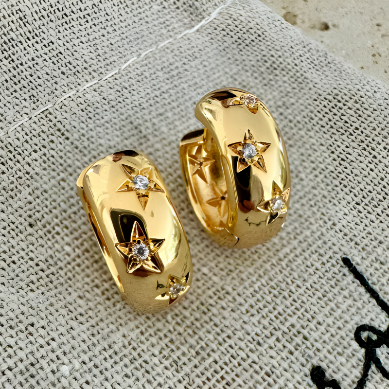Chunky Ster Zircon Hoop Oorbellen - Angela