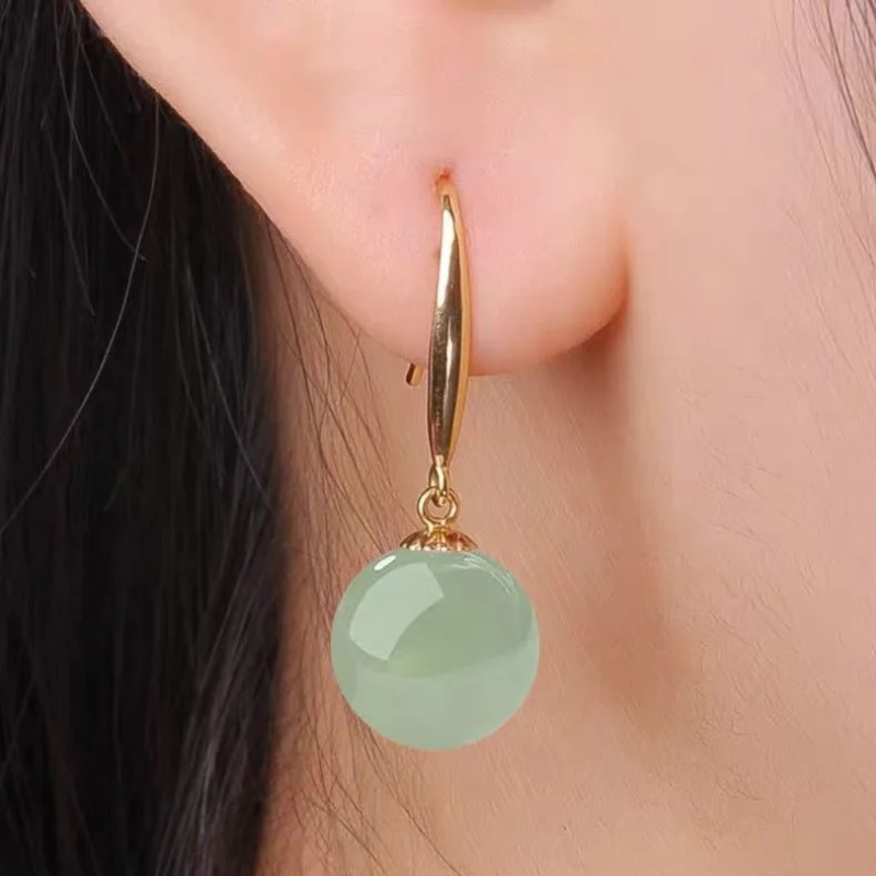 Groene Parel Druppeloorbellen - Jade