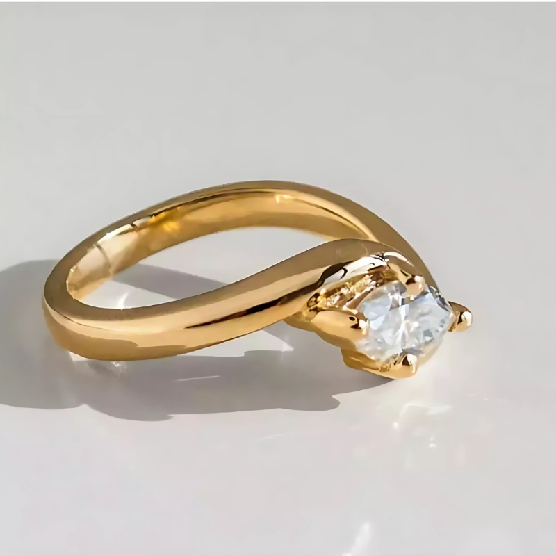 Vergulde Zirkonia Gedraaide Ring - Faith