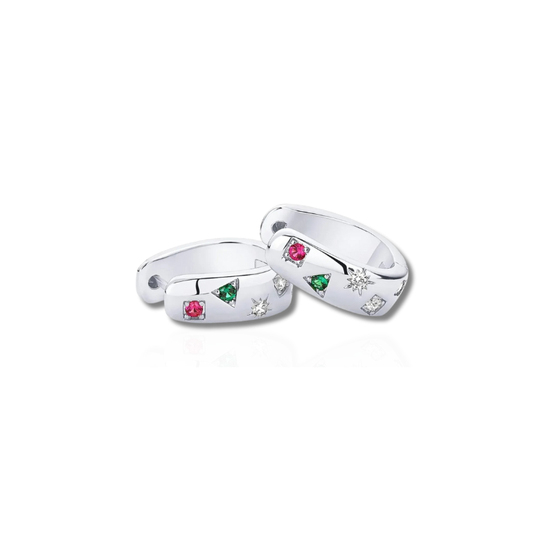 Chunky Multicolor Cubic Zirkonia Huggie Oorbellen – Jade
