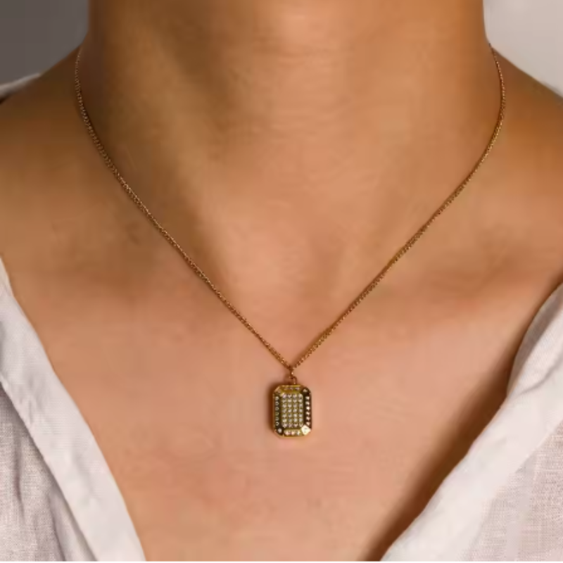 Geometrische Zirkoon Hanger Ketting - Julia