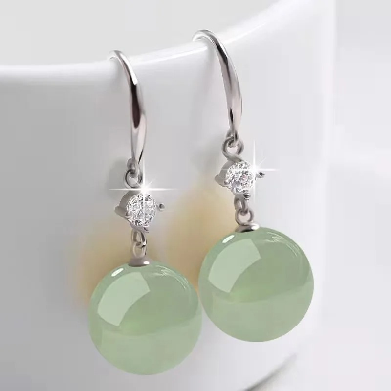 Groene Parel Druppeloorbellen - Jade