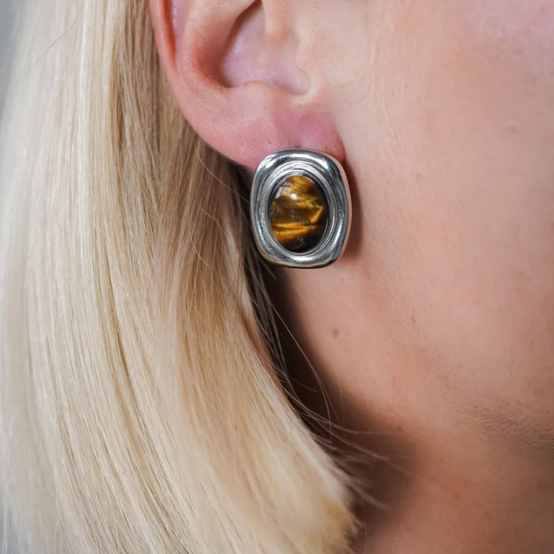 Vintage Oorbellen Edelsteen - Cendri