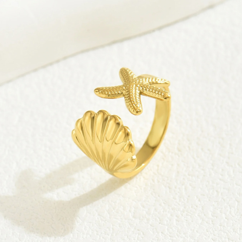 Verstelbare Ring met Ster en Schelp - Melinda