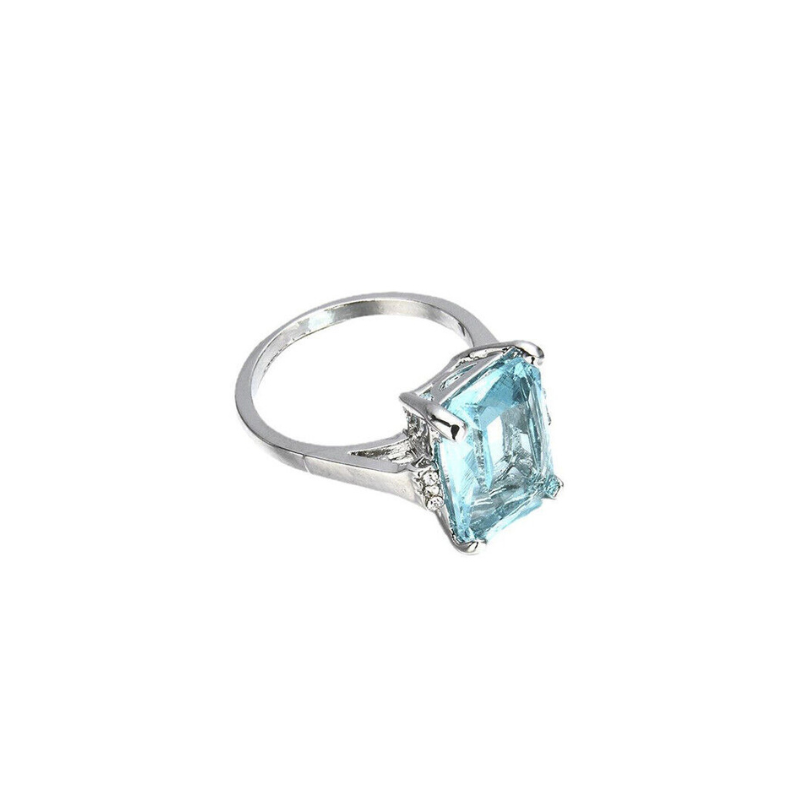 Vintage Blauwe Kristallen Ring | Zilver