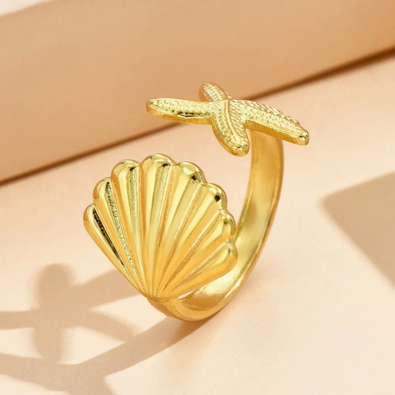 Verstelbare Ring met Ster en Schelp - Melinda