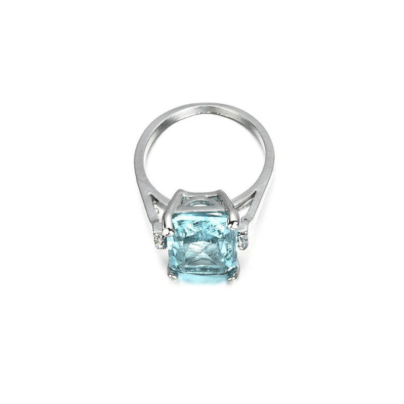 Vintage Blauwe Kristallen Ring | Zilver