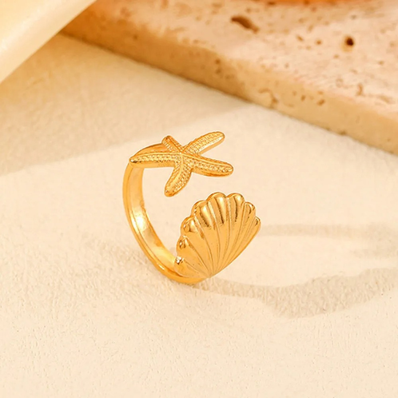 Verstelbare Ring met Ster en Schelp - Melinda