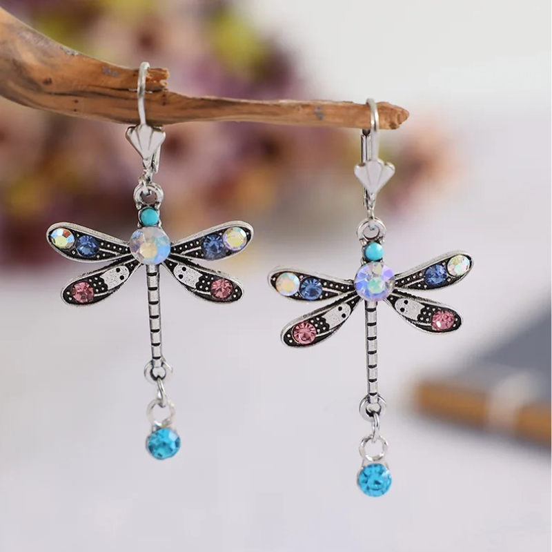 Elegante Gesneden Dragonfly Oorbellen | Zilver