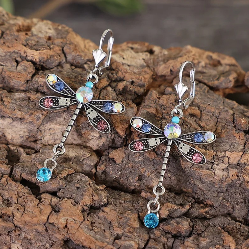 Elegante Gesneden Dragonfly Oorbellen | Zilver