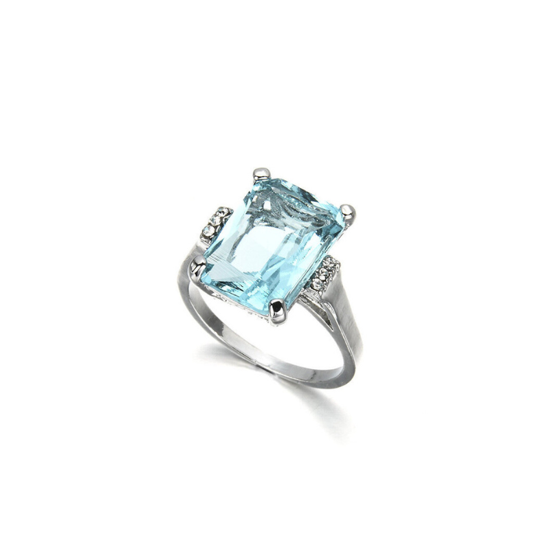 Vintage Blauwe Kristallen Ring | Zilver