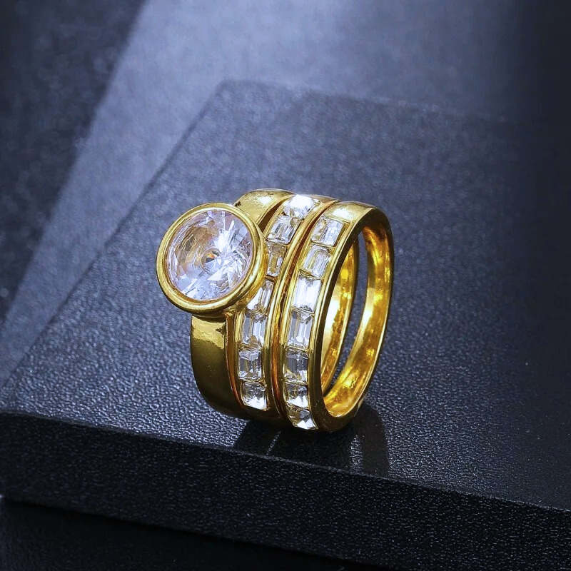 Vintage Lelaagde Glazen Ring | Goud