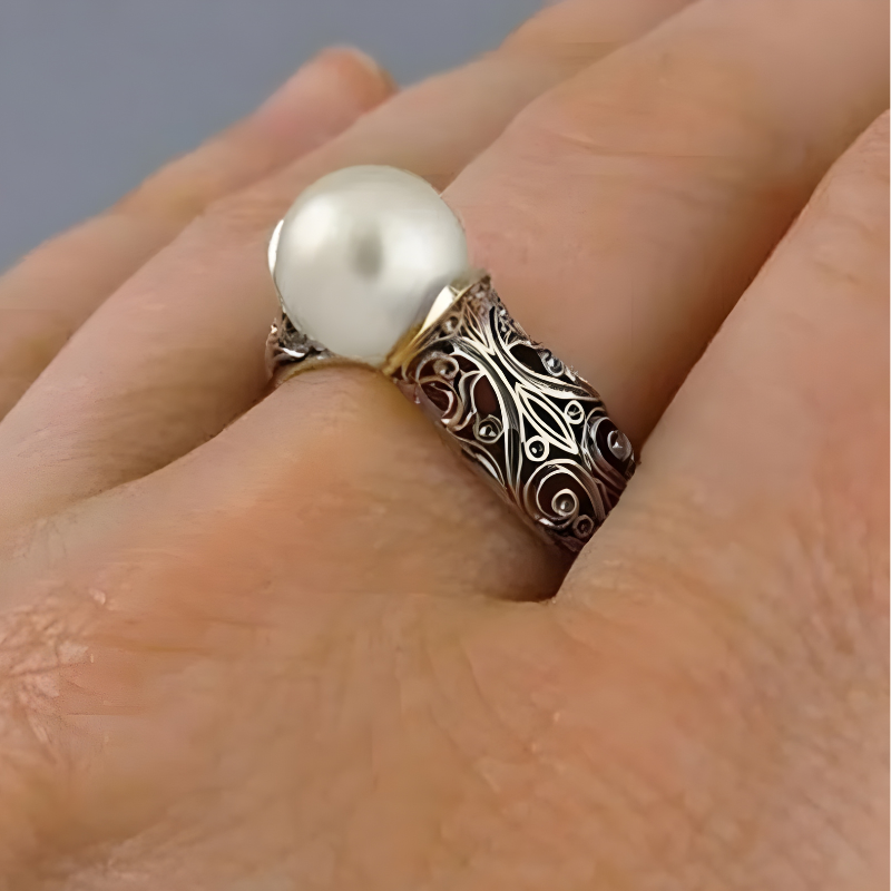 Vintage Parel Gouden Ring | Goud