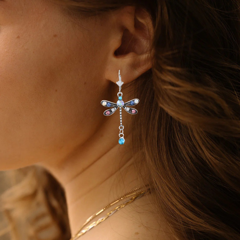 Elegante Gesneden Dragonfly Oorbellen | Zilver