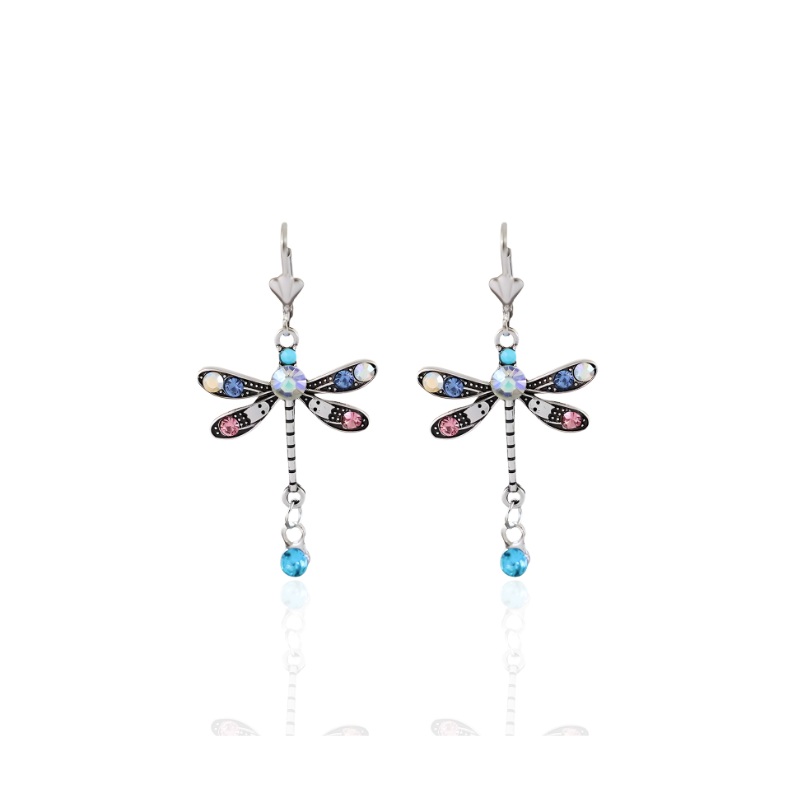 Elegante Gesneden Dragonfly Oorbellen | Zilver