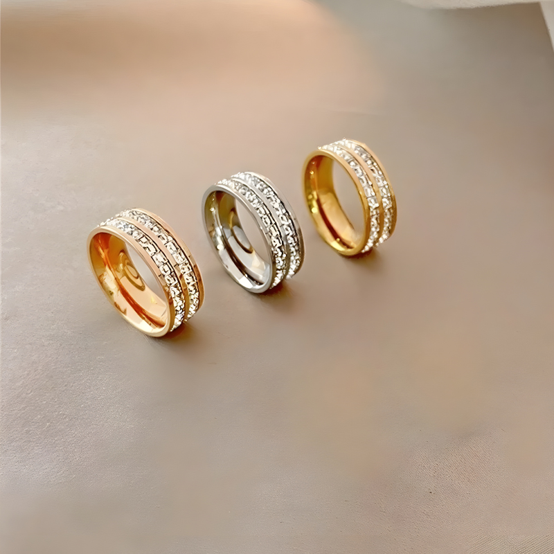 Elegante Ingelegde Zirkonia Ring | Goud