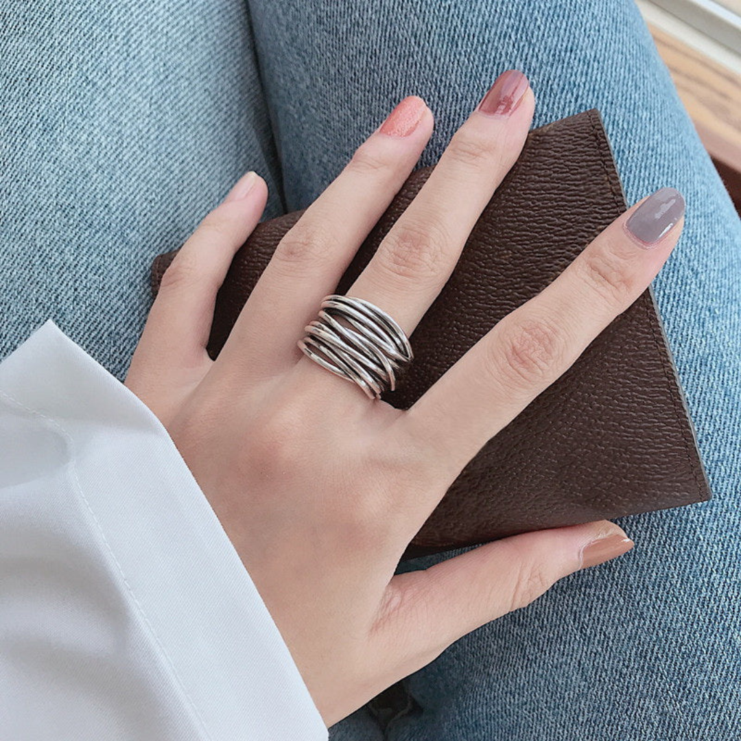 Zilveren Verstelbare Gelaagde ring | Zilver