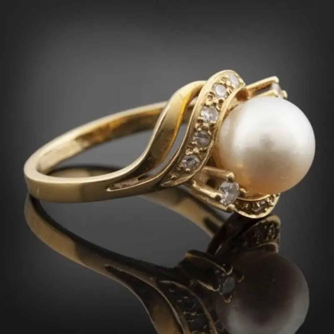 Elegante Ring Met Parel En Briljant Goud | Goud
