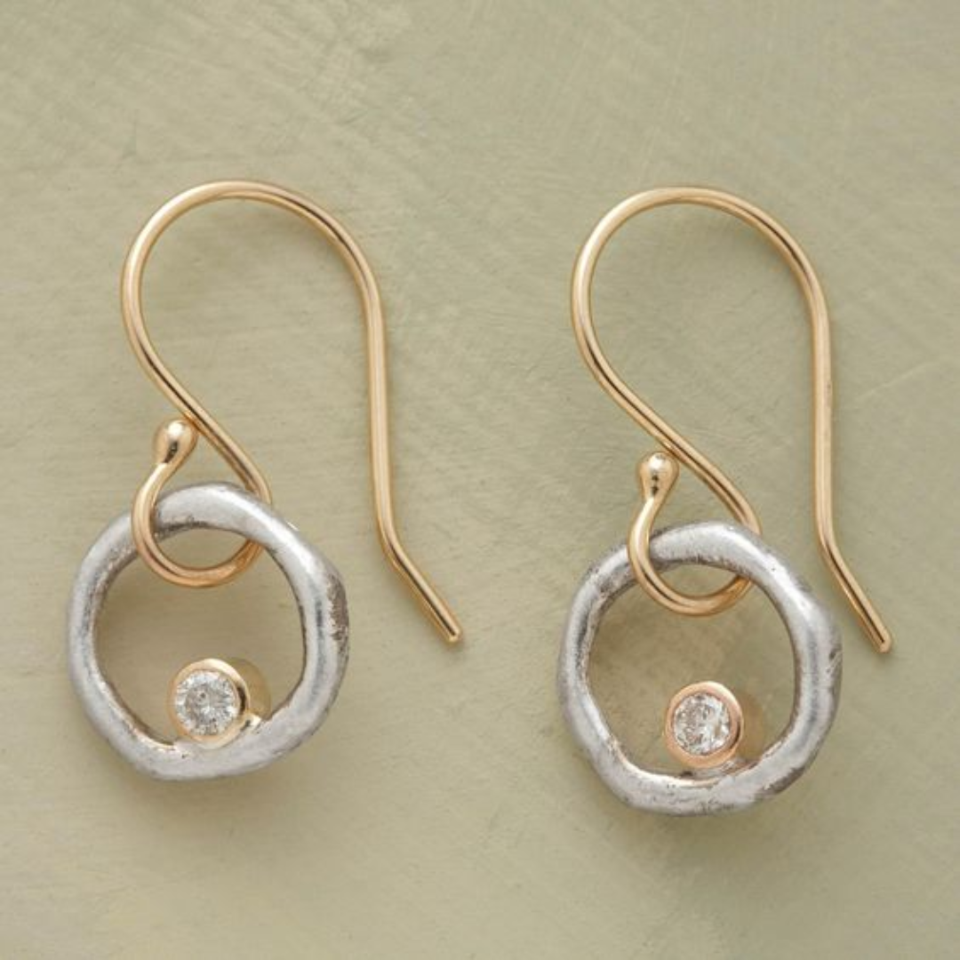 Vintage Gouden En Zilveren Zirkonia Oorbellen | Goud