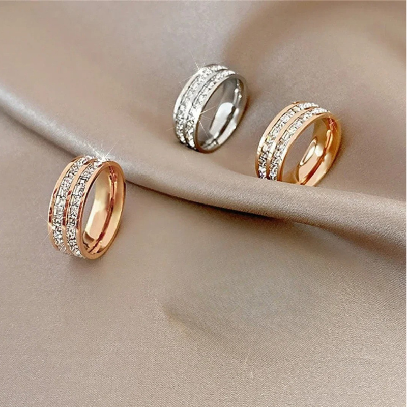 Elegante Ingelegde Zirkonia Ring | Goud