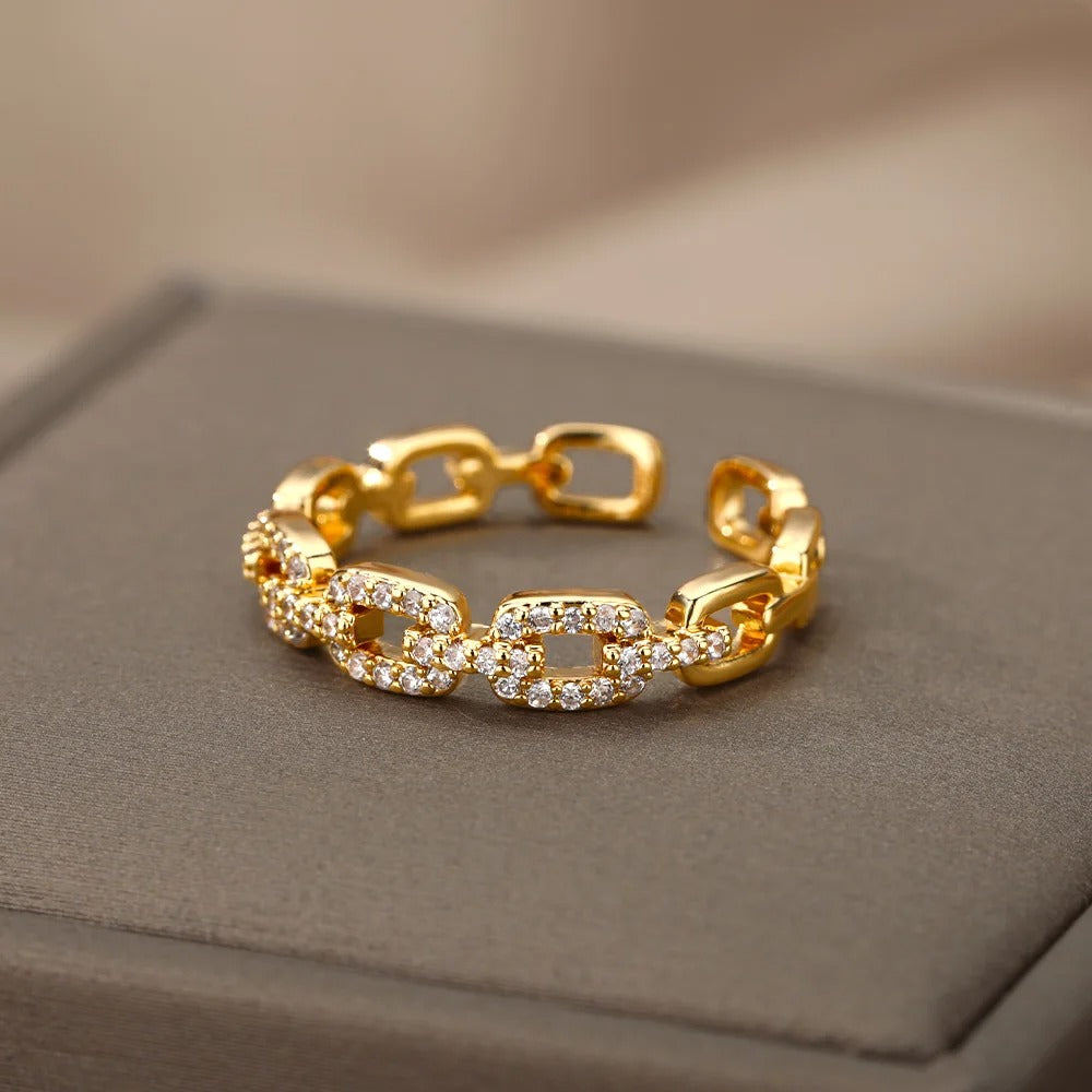 Vergulde Zirkoonketting Verstelbare Ring - Shari