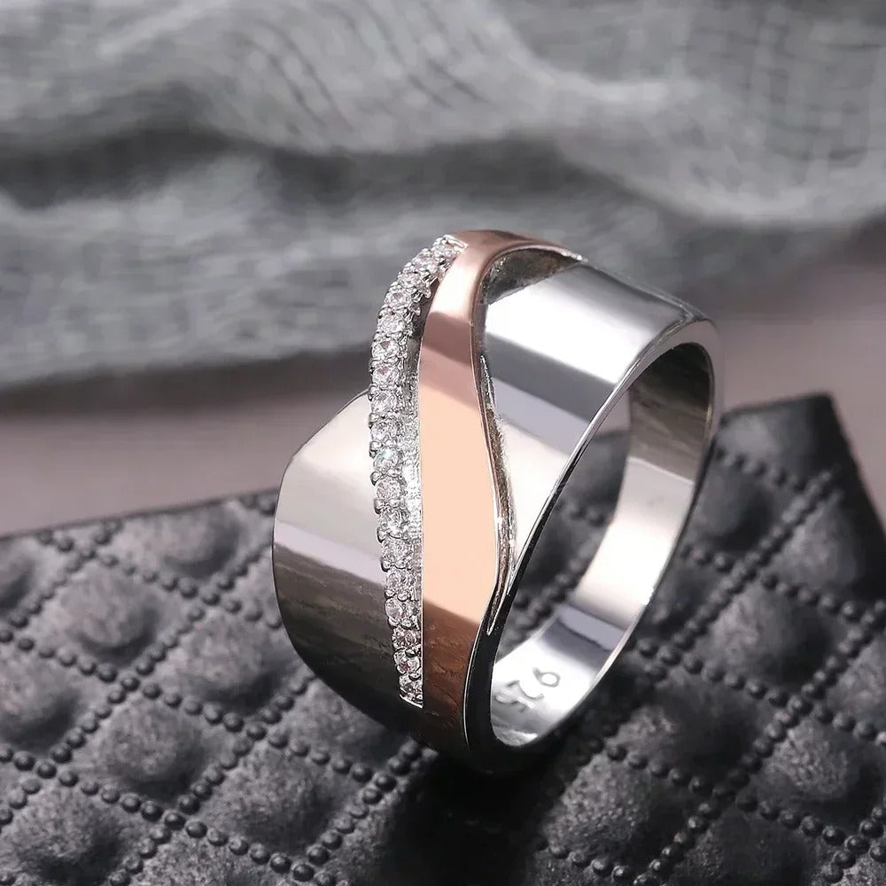 Vintage Roségouden En Zilveren Zirkoniaring | Goud