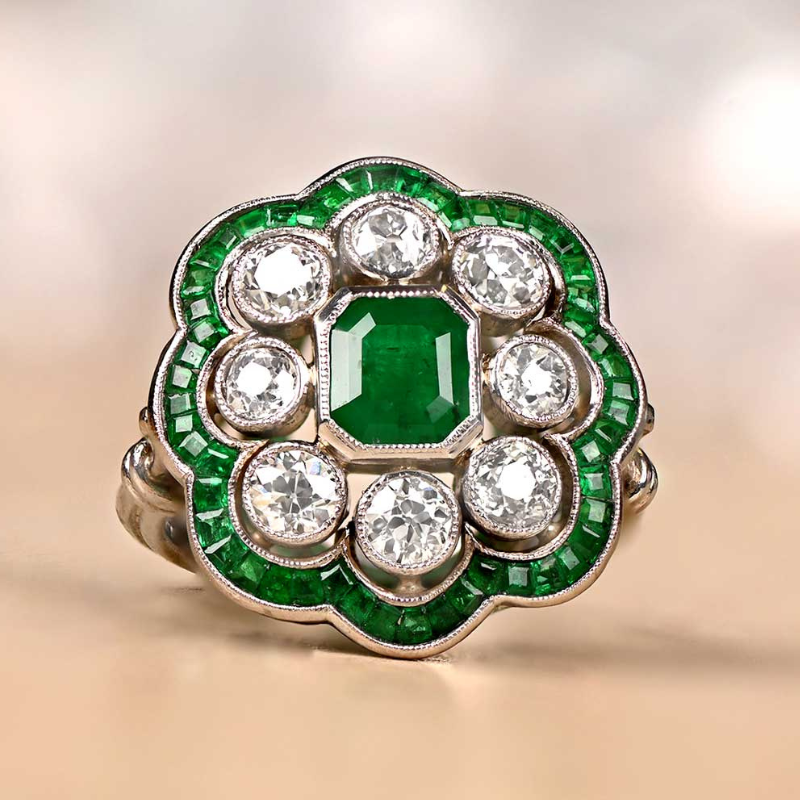 Vintage Smaragdgroene Ring | Zilver