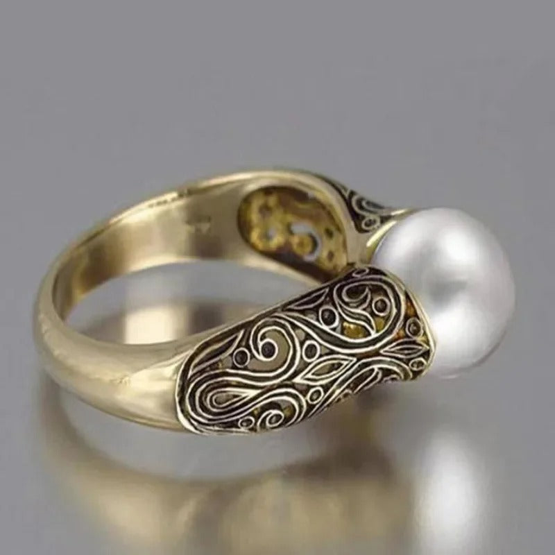 Vintage Parel Gouden Ring | Goud