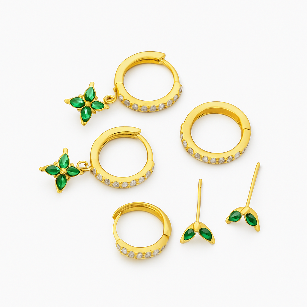 Dames Trio Oorbellen | Goud