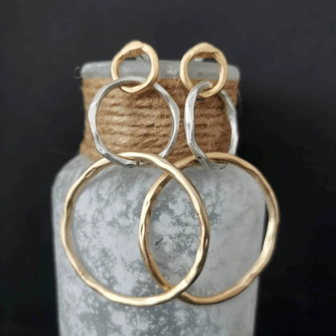 Vintage gouden en zilveren hoepel oorbellen | Goud