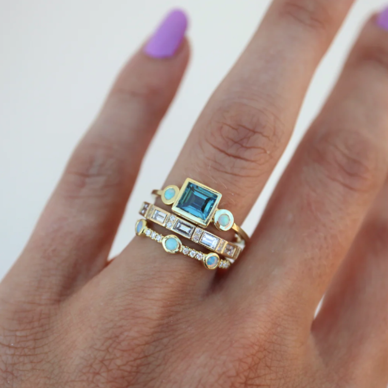 Vintage Blauwe Kristallen Ringen | Goud