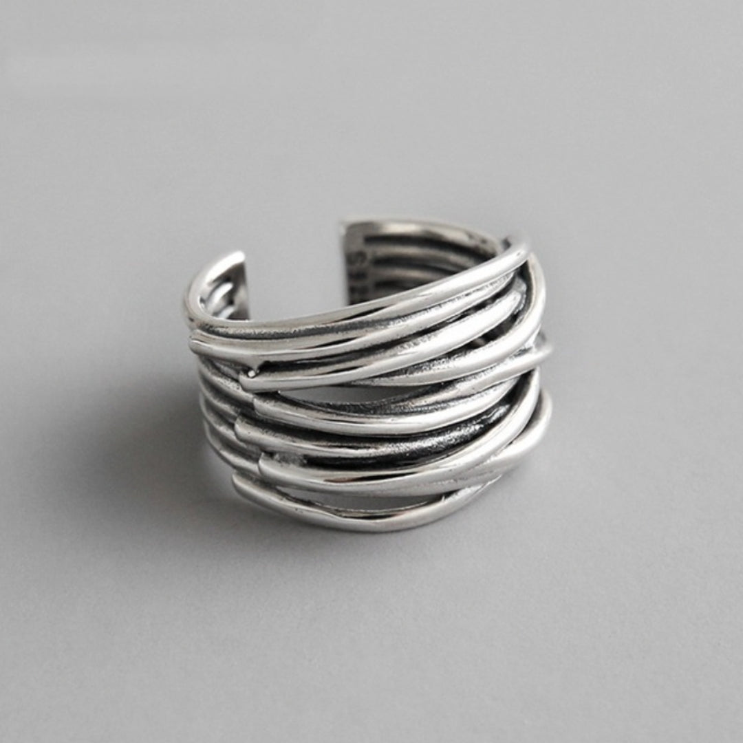 Zilveren Verstelbare Gelaagde ring | Zilver