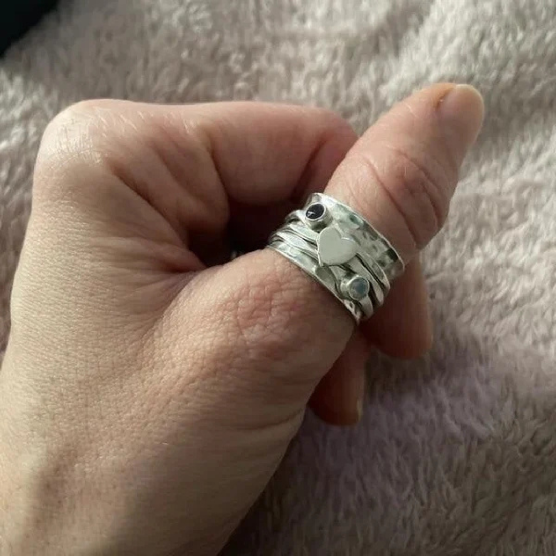 Spinner-hartjesring | Zilver