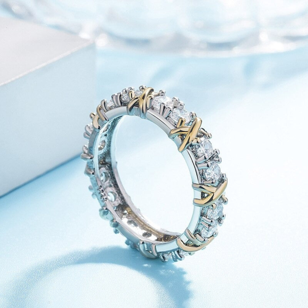 Platina liefde kruisring | Sterling Zilver