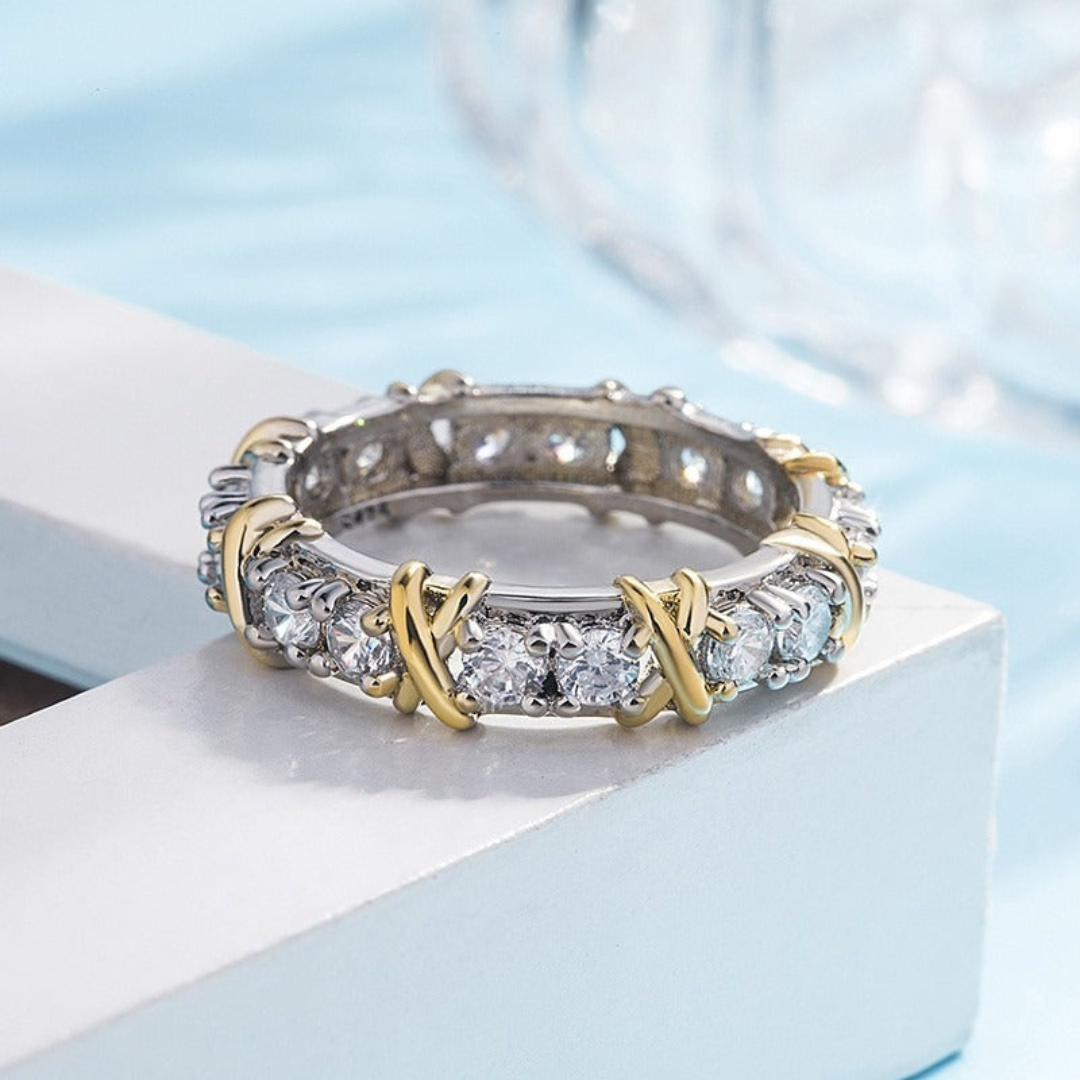 Platina liefde kruisring | Sterling Zilver