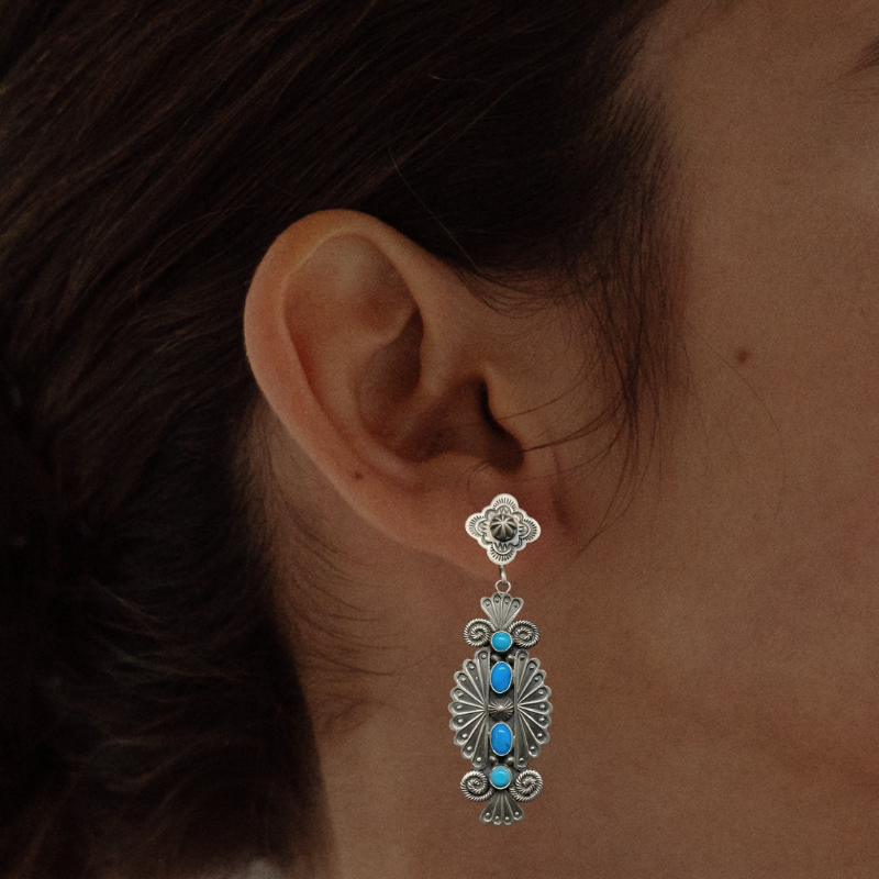 Vintage Turquoise Stud Oorbellen - Claudia