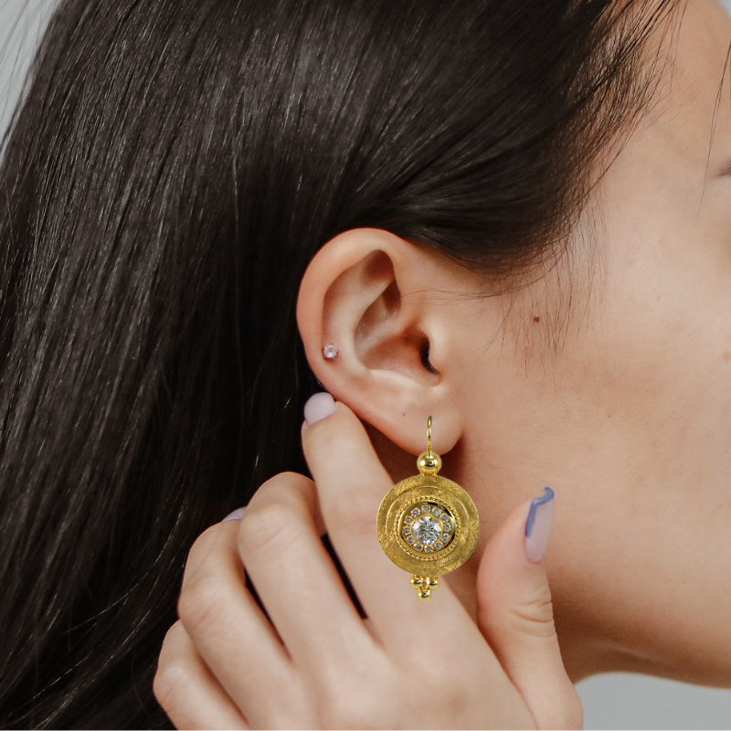 Vintage Oorbellen Goud Glazen Accent - Alice