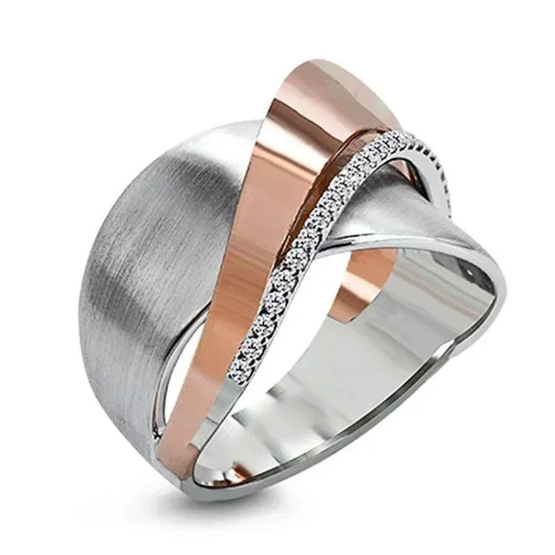 Vintage Roségouden En Zilveren Zirkoniaring | Goud