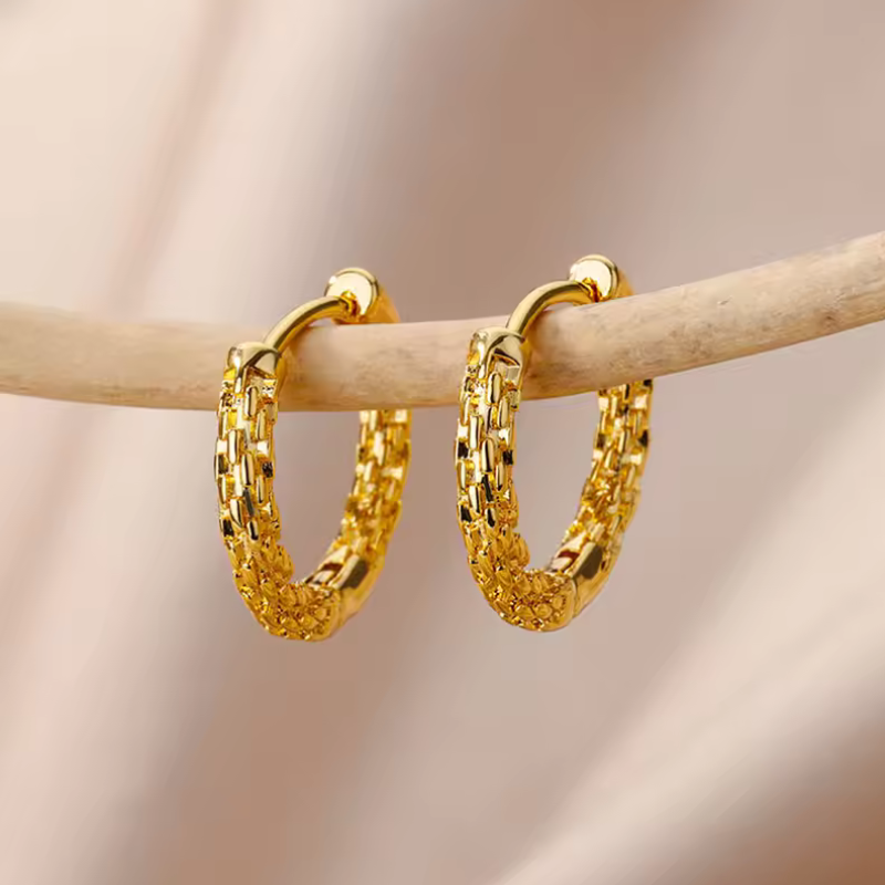 Elegante Gouden Ketting Hoepel Oorbellen - Ava