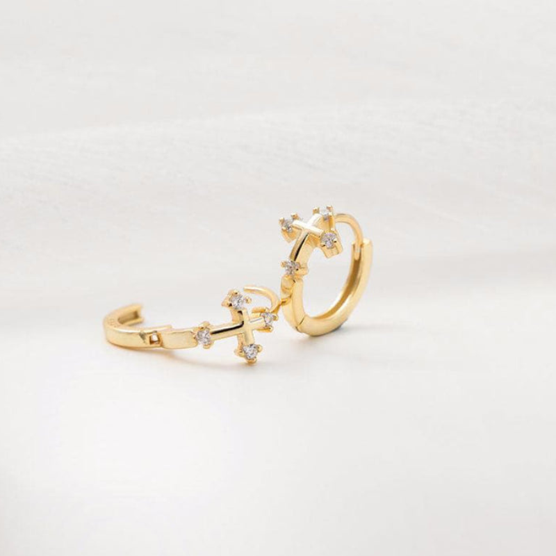 Elegante Kruis Cubic Zirconia Hoepel Oorbellen - Lillian