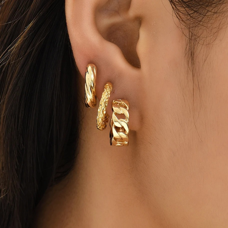 Elegante Gouden Ketting Hoepel Oorbellen - Ava