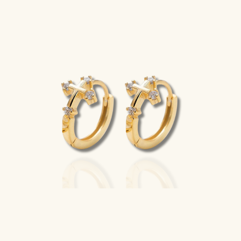 Elegante Kruis Cubic Zirconia Hoepel Oorbellen - Lillian