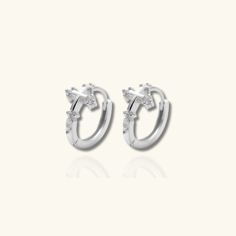 Elegante Kruis Cubic Zirconia Hoepel Oorbellen - Lillian