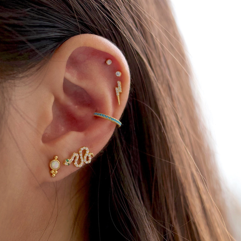 Slang Cubic Zirconia Oorbellen - Ruby